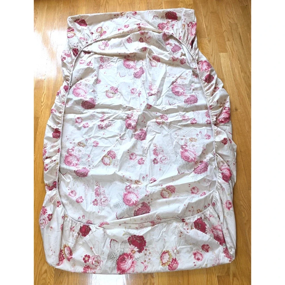 Waverly Rose Garden twin Fitted Sheet Vtg Cottage Shabby Chic Grannycore